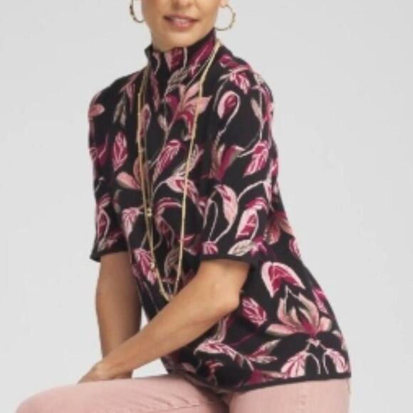 Chico's Sweaters - Chico's Jacquard Mock Neck Sweater Size: 0 (4/6-S) NWT